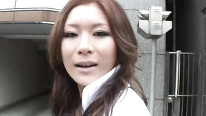 Slender honey with small tits sucks dick on her knees