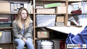 Blondie 18yo schoolgirl busted by a cop because she stole clothes