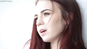 Dude fucks petite ginger on floor right after deep blowjob