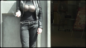 Cute blonde Teen exposes her big natural tits on the streets.