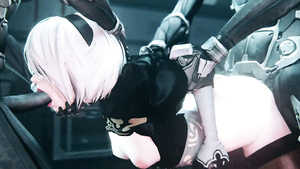 Sexy female cyborg shows her sex skills. HD 3D porn.