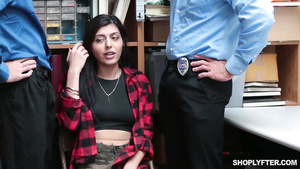 Backroom threesome fuck you 18 yr old shoplifter Audrey Royal