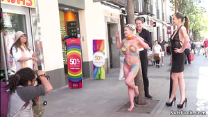 Body painted nakes bitch in public