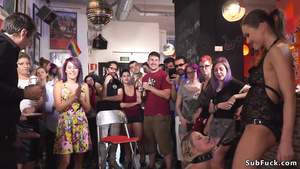 Large-Bosomed cutie body painted in public