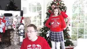 Gorgeous teen Riley Mae surprises her stepbrother with Christmas fuck