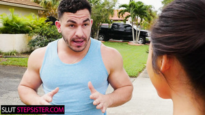 Petite Darkhair Stepsister Banged On Couch - hard sex