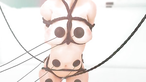 Virtual sex with submissive Asian slave in bondage