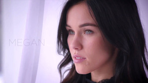 Gorgeous brunette Megan Rain gives sloppy head and cums on BBC