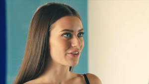 Seductive brunette in white lingerie does anal and suck BBC