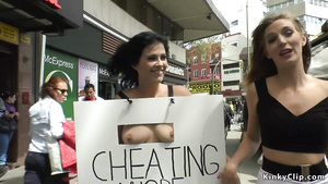 Cheating bitch in public lezdom
