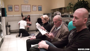 Shameless bitch getting fucked in front of some strangers