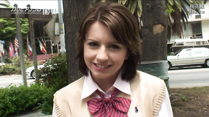 Horny brunette schoolgirl sucks and fucks Asian dick