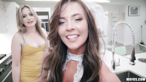 Sex-crazed bride sharing big meaty shlong with her bestie