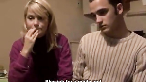 A Czech couple fucks at home