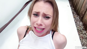 Hot smoking Anya Olsen gets fucked by  Peter Green in public