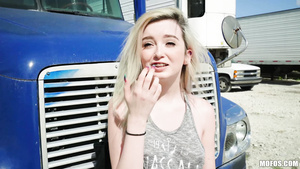 Sweet blonde needs a ride and dude needs a blowjob and fuck