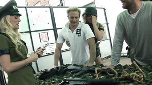 Lucky guys get sucked off by stunning military chicks