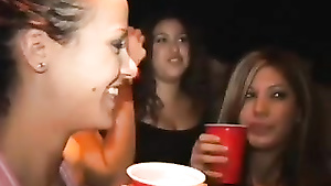 Wild college party with lots of interracial group sex