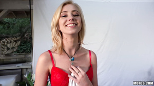 Model Haley Reed getting fucked in red lingerie and a garter