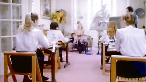 Horny teacher jumps on a big dick in front of her students