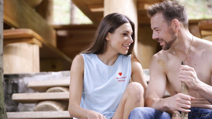 Young babes get lost in the woods. A woodsman is happy to help them.