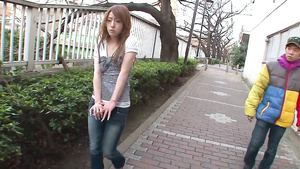 Modest Japanese babe takes fingers and toy into hairy slit