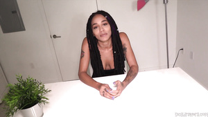 Extra-hot skinny ebony teen gives interview