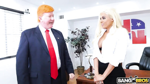 Blonde MILF makes out with president in XXX parody scene