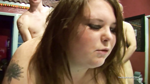 Fat slut gets banged by crowd of filthy guys