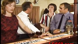 Vintage drunk hotel party with kinky hookers