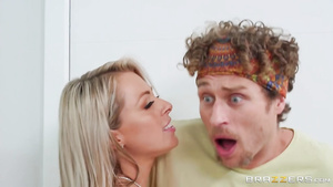 Horny big girls Abella & Zoey get caught and fucked by a hung dude