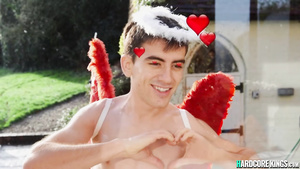 wife in red lingerie copulated by cupid