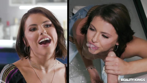 Juicy babe in fishnet stockings enjoys cock in her cunt