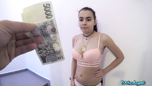 Russian teen Scyley Jam gets fucked for cash in her 1st XXX POV.