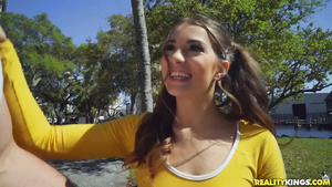 Muscular stud rocks brunette hottie on his big dick