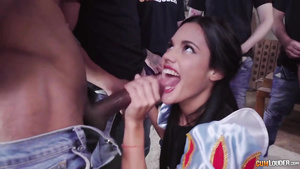 Snowhite cosplay teen gets gangbanged