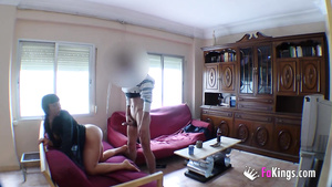 Hidden cam doggy style fuck of a Spain girl taking it in the living room