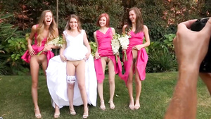 Young Bride And Her Bridesmaids Show Their Pussies