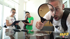 Bisexual chicks help each other ride a cock by turns