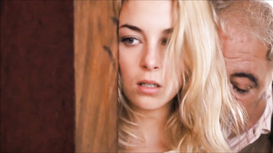 Beautiful blonde makes old man to fuck her from behind