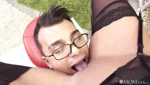 A Polish busty MILF in sexy thigh-highs sucks a cock and is fucked