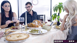 Mom Fucks Son & Eats Teen Creampie For Thanksgiving Treat