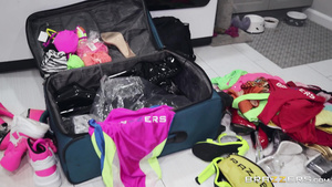 Busty latina gets her pussy fingered and asshole fucked at the same time