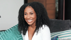 Curly darkhaired babe ebony interracial love making