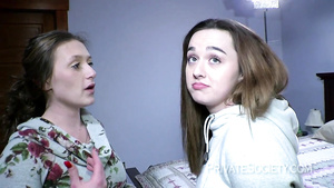 Nasty teen girls go lesbian for a first time
