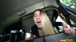 Skinny vixen Elena Vedem pays taxi driver by her tight pussy