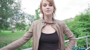 Short-haired bimbo blows and rides hard knob for some cash