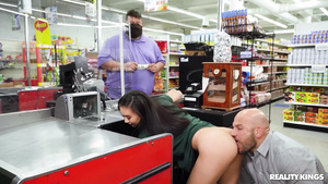 Grocery store cashier gets fucked at her workplace