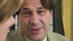 Stockinged hot plump granny spreads her legs on the couch for a big cock