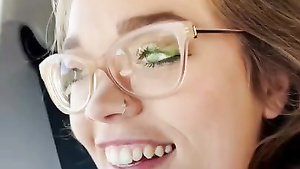 Katie Kush hot teen in big glasses POV porn